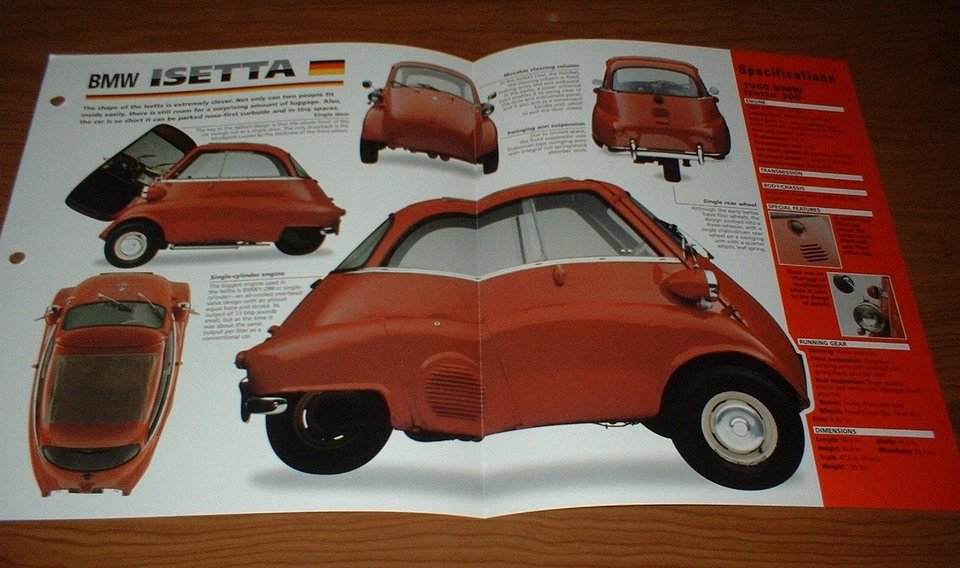1960 Bmw Isetta 300 Original Imp Brochure Specs Poster MicroCar ISO 55-62 - Image 1 of 1