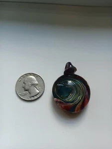 Glass pendant necklace, hand blown, beautiful, Rainbow Swirl - Picture 1 of 8