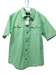 CALVIN KLEIN Boys L 14 16 Green Button Up Shirt S/S Easter Spring Logo NWT $39 - Picture 1 of 9