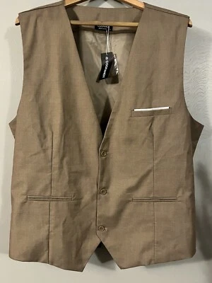 COOFANDY Men's XL Dress Fashion Beige Vest Waistcoat Wedding Suit Vests NWT - Изображение 1 из 4