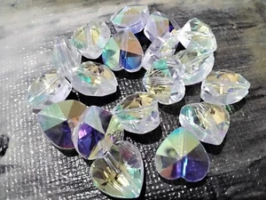 Faceted Heart Glass Charms, 10x10x7mm, Mirror Back, Rainbow, 10 pieces, - Bild 1 von 3
