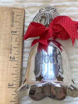 CAMPANA DE MANO chapada en plata International Silver Co. Navidad vintage 2002 Foto 1 de 4