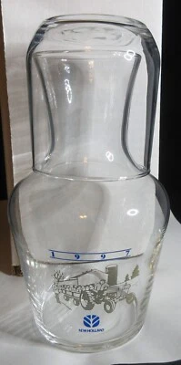 Vintage Ford New Holland Bedside Nightstand Water Carafe Glass Set Night Tumbler - Imagem 1 de 4