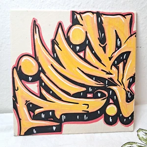 Original Acrylic Painting 6x6" Small Canvas Panel Nimbus Graffiti Style Art - Picture 1 of 8