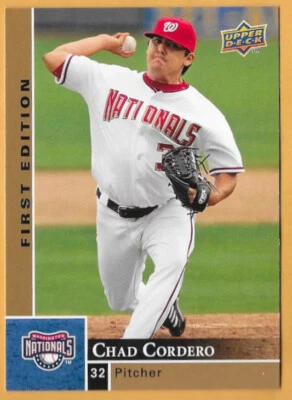 CHAD CORDERO WASHINGTON NATIONALS #298 - UPPER DECK FIRST EDITION NM-MT 2009 - Image 1 of 2
