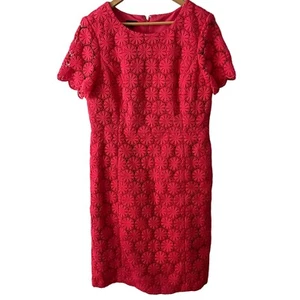 Neu mit Etikett Talbots rosa Kurzarm Blumen Spitze Etuikleid knielang Größe 12 - Bild 1 von 9