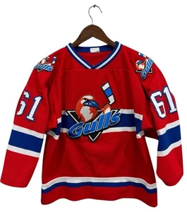 Vtg 90s San Diego Gulls Hockey Jersey Youth XL Stitched  Red #61 Athletic Knit - Picture 1 of 7