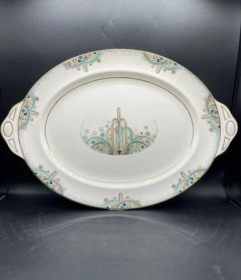 Antique RARE Pareek Les Fontaines 1925 Paris Art Exhibition JOHNSON BRO Platter - Image 1 of 4