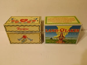 2 Vintage Land O Lakes Metal 3x5 Recipe Box W/ Original Recipes Boxes - Picture 1 of 19