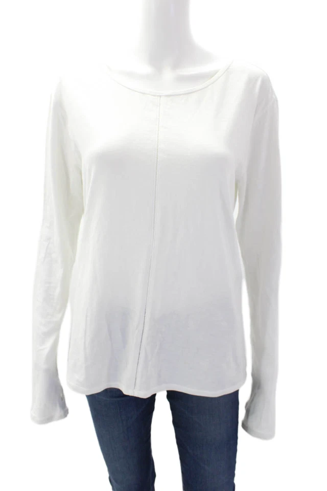 Lululemon Womens Cotton Paneled Detail Long Sleeve Top Solid White Size M - Image 1 of 4