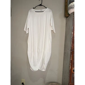 Kaktus Made in Italy Linen Dress Women's 2X White Midi Tulip Lagenlook Cruise - Picture 1 of 10