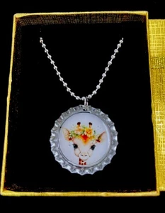 Jirafa / Collar de moda con tapa de botella / En caja de regalo / Regalo / Regreso al cole - Imagen 1 de 2