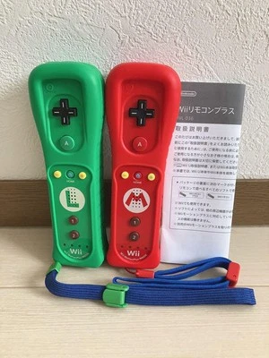 MARIO LUIGI Lot Of 2 NINTENDO WII REMOTE MOTION PLUS  Remote Controller "good" - Image 1 of 4