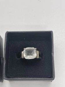 Vintage Sterling Silver 925 Chunky Clear CZ Ring Size Uk50 J 1/2 - Picture 1 of 4