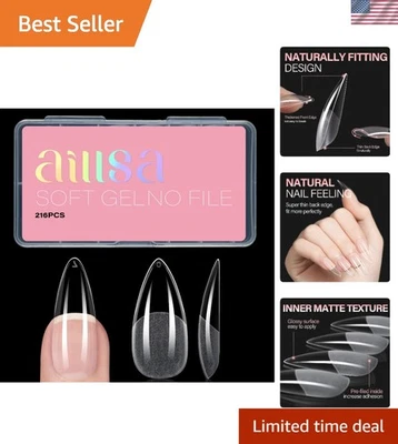 Pontas flexíveis de acrílico amêndoa longa - 12 tamanhos para todos os tipos de unhas, 21 dias de uso - Imagem 1 de 4