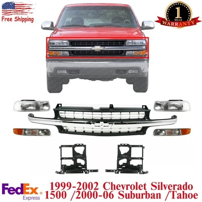 Parrilla delantera + Kit faros + soportes para Silverado 1500/01-06 Tahoe 1999-02 Foto 1 de 4
