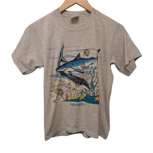 Vintage Cal Cru Myrtle Beach South Carolina T-Shirt Kids Large Gray Sharks Ocean - Picture 1 of 7