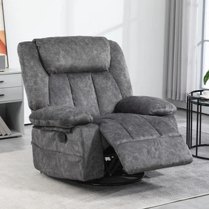 Recliner Chair, Swivel Rocker Chair with Cushion, Charcoal Gray - Picture 1 of 11
