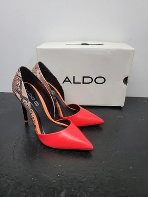 Zapatos de salón Aldo Premier para mujer tacón de aguja punta piel de serpiente estampado talla 9 Foto 1 de 4