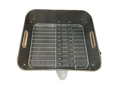 Combo de estante compacto gris Simplehuman sistema de drenaje plástico acero inoxidable Foto 1 de 4