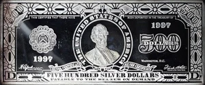 1997 WM Half Pound $500 Lincoln Silver Certificate 8 ozt .999 Fine Silver Bar - Picture 1 of 2