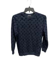 Herren Strickpullover mit kleinem Monogramm dunkelblau 100% Baumwolle Langarm - Bild 1 von 5