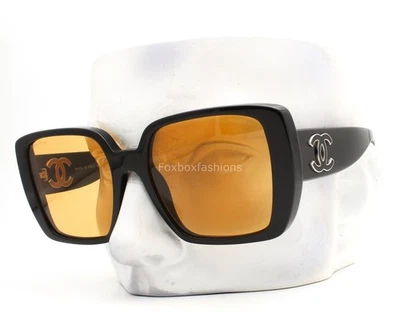 Chanel Sunglasses ch5541A 1799/7 Gloss Black Orange Silver Outline Logo w/case - Image 1 of 4