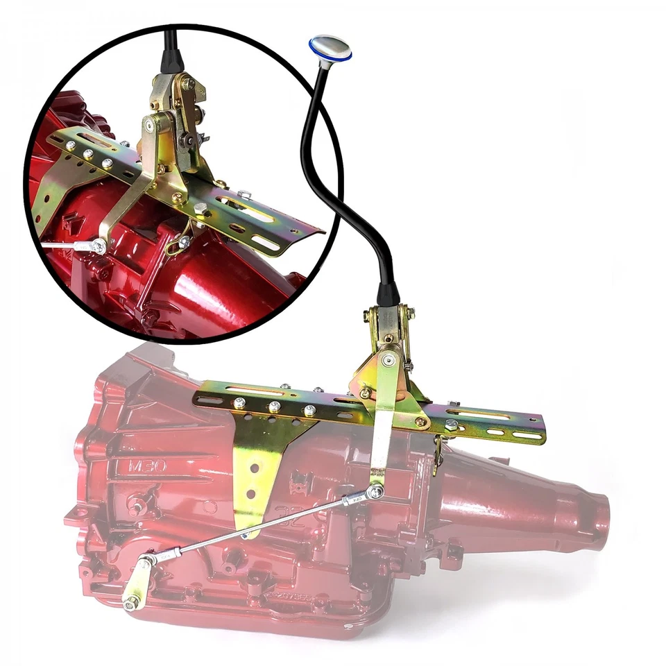 Deluxe Side Shift Transmission Shifter Kit 16 Black Bench Arm - GM Powerglide - Imagem 1 de 4