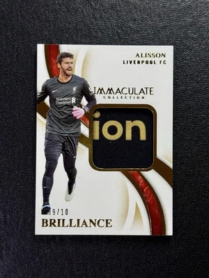 2020 Panini Immaculate Alisson Becker Brilliance Patch Gold 9/10 Match-Worn - Image 1 of 3