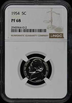 1954 Jefferson Nickel 5C NGC PR68 - Image 1 of 2