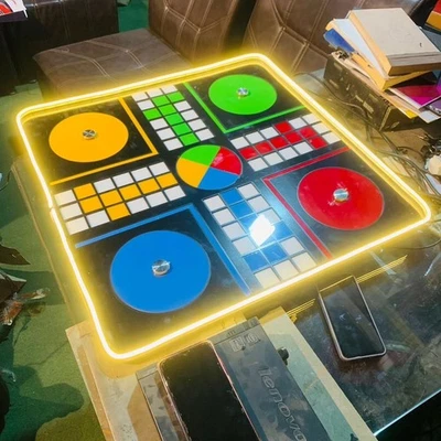 Ludo BoardPremium Acrylic Glass Ludo Board with LED Backlight Stylish Glowing - Image 1 of 3