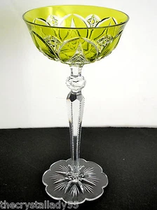 BACCARAT VAL ST LAMBERT ? VINTAGE LIME PERIDOT CASED CUT CLEAR CHAMPAGNE COUP - Picture 1 of 5