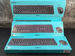 3 x Logitech MK270 Full-size Wireless 2.4G Membrane Keyboard/Mouse Bundle PC/MAC - Photo 1/13