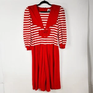 Mono de Colección Sabino Rojo Blanco Rayas Cuello Marinero Mameluco Ancho Palazzo Talla 8 - Imagen 1 de 6