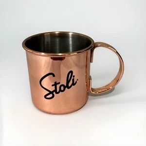 Stoli Moscow Mule Copper & Stainless Steel Mug 12 oz. Cup Stolichnaya Black Logo - Picture 1 of 12