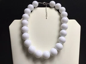 Collana Choker Donna Grossa Perline Bianco Luminoso - Foto 1 di 2