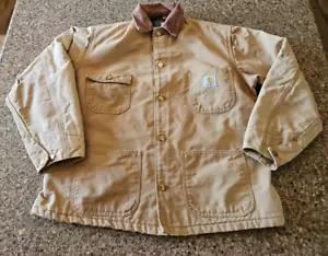 Carhartt Chore Jacket Coat C01 BRN Blanket Lined Mens Size 42 Reg Vintage USA - Picture 1 of 16