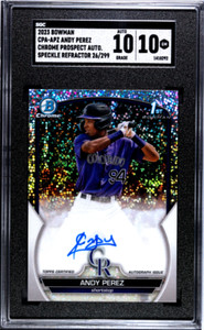 2023 Bowman Chrome Andy Perez #CPA-APZ  Auto. Speckle Refractor /299 SGC 10