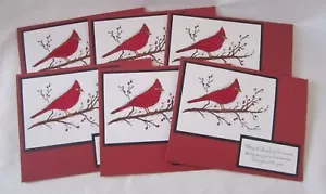KARDINAL WEIHNACHTSKARTE 6er Set Handarbeit Karten mit Umschlägen - Bild 1 von 6