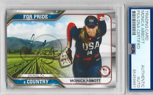 Tarjeta autografiada Monica Abbott Topps certificada PSA/DNA - Imagen 1 de 1