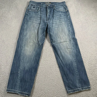 Rocawear Jeans Men's 34x33 Baggy Loose Wide Leg Whiskers Blue Faded Denim - Image 1 of 4