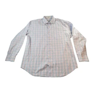 Camicia Peter Millar con bottoni uomo taglia XL a quadri rosa blu comoda golf classica - Foto 1 di 7