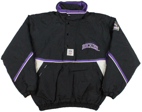 Colorado Rockies Vintage 90's Starter Hooded Puffer Jacket Size Large AS IS Cover