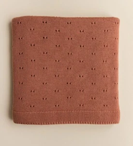 Hvid Bibi Merinowolle Babydecke - ZIEGEL - BRANDNEU MIT ETIKETT - UVP £76 - Bild 1 von 7