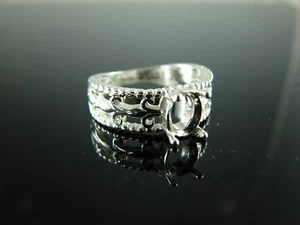 6195 STERLING SILVER RING SETTING, 7X5 MM OVAL FACETED GEMSTONE, SIZE 7 - Picture 1 of 3