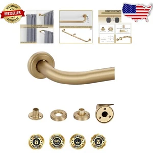 Luxurious Warm Gold Curtain Rod with Double-Deck Design - Max 50 lbs Capacity - Picture 1 of 9