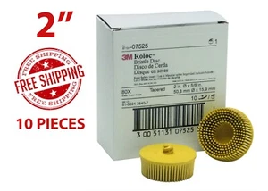 2" Scotch-Brite Roloc Bristle Discs 80 Grit Medium 10/BOX FREE SHIPPING MMM 7525 - Picture 1 of 3