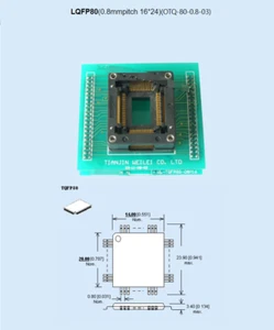 Adaptador de zócalo WL-LQFP80-E132 0,8 mm paso 16x24 para programador Wellon - Imagen 1 de 1