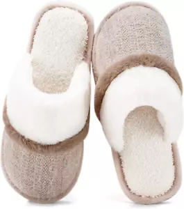 Cozy Slippers for Women Indoor and Outdoor Fuzzy House Shoes with Memory Foam An - Picture 1 of 12
