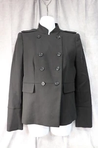Ann Taylor Women Blazer Coat Long Sleeve Single Breasted Pocket Cotton Black 4 - Picture 1 of 3